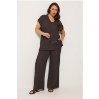 Yours Damen Yours – Set Strukturiertes aus Oberteil und Hose in Schokobraun mit Blasenstruktur in Größe 54-56 | Polyester/Elasthan