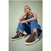 Yours Yours Damen Gepolsterte Schnürsneaker in Schokoladenbraun mit Weiter E-Passform in Größe 39E | Synthetik