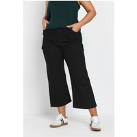 Yours Yours Damen Knöchellange Jeans in Schwarz mit Weitem Bein in Größe 42 | Baumwolle/Elasthan