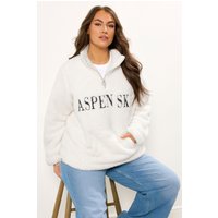 Yours Yours Damen Fleecejacke „Aspen Ski“ in Creme aus Teddyplüsch in Größe 48 | Polyester