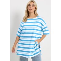 Yours Yours Damen T-Shirt in Blau mit Streifen in Größe 48 | Baumwolle/Elasthan