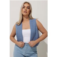 Limited Collection Limited Collection Damen Gesteppte Weste in Verwaschenem Blau in Größe 50-52 | Baumwolle