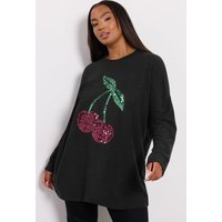 Yours Yours Damen Pullover in Schwarz mit Paillettenverzierung in Größe 50-52 | Polyester/Elasthan/Viskose