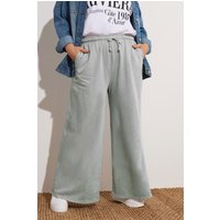 Yours Yours Damen Jogginghose in Grau mit Weitem Bein in Größe 46 | Baumwolle/Polyester