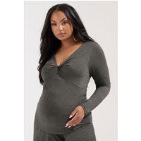 Bump It Up Bump It Up Damen Maternity – Oberteil in Anthrazit mit Wirbel Vorne in Größe 48 | Polyester/Elasthan/Viskose
