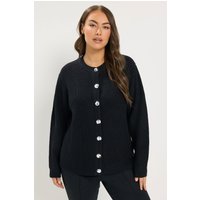 Yours Yours Damen Strickcardigan in Schwarz mit Metallknöpfen in Größe 54-56 | Acryl