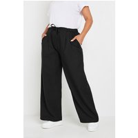 Yours Yours Damen Hose in Schwarz mit Kordelzug und Weitem Bein in Größe 42 | Polyester/Viskose