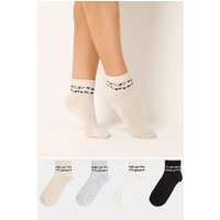 Yours Damen Yours – Knöchelhohe Gestreifte Socken in Weiß mit Animalprint, 4er Pack in Größe 37-40 | Baumwolle/Elasthan/Nylon