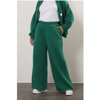 Yours Yours Damen Jogginghose „La“ in Grün mit Weitem Bein in Größe 58-60 | Baumwolle/Polyester