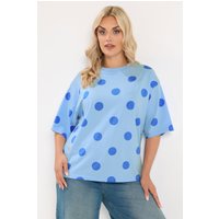 Limited Collection Limited Collection Damen T-Shirt in Blau mit Punktemuster in Größe 48 | Baumwolle