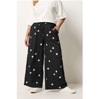 Yours Yours Damen Hose in Schwarz mit Punkten und Weitem Bein in Größe 46 | Polyester