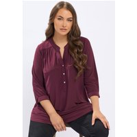 Yours Yours Damen Hemd in Weinrot mit Kurzer Knopfleiste in Größe 50-52 | Polyester/Elasthan