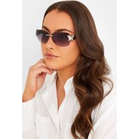Yours Yours Damen Modische Sonnenbrille mit Glitzerschmetterling Schwarz