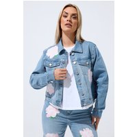 Limited Collection Limited Collection Damen Jeansjacke in Blau mit Rosenprint in Größe 48 | Baumwolle/Elasthan