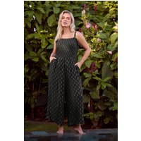 Yours Yours Damen Schwarzer Jumpsuit in Knitteroptik mit Metallicdetails und Weitem Bein in Größe 46-48 | Viskose