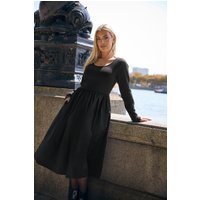 Yours Yours Damen Geripptes Midaxi-Kleid in Schwarz in Größe 44 | Baumwolle/Elasthan
