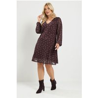 Yours Yours Damen Kleid in Lila mit Fleckenmuster aus Netzstoff in Größe 50-52 | Polyester/Elasthan