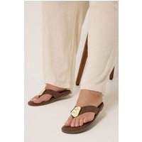 Yours Yours Damen Sandalen in Schokoladenbraun in Extra Weiter Eeepassform mit Gehämmerter Scheibe in Größe 38EEE | Textil/Synthetik
