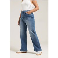 Yours Yours Damen Jeans in Blau mit Nieten und Weitem Bein in Größe 58-60 | Baumwolle/Elasthan
