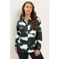 Yours Yours Damen Hemd in Schwarz mit Verschwommenem Print in Größe 42 | Polyester