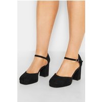 Yours Yours Damen Limited Collection – Pumps in Schwarz mit Plateausohle in Extraweiter Eeepassform in Größe 40E | Textil