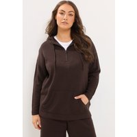Yours Yours Damen Strickhoodie in Schokobraun in Größe 54-56 | Acryl