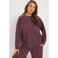 Yours Yours Damen Sweatshirt in Weinrot mit Rundhalsausschnitt in Größe 62-64 | Baumwolle/Polyester