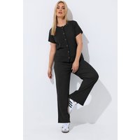 Limited Collection Limited Collection Damen Hose mit Weitem Bein in Schwarz mit Knitteroptik in Größe 50-52 | Polyester/Elasthan