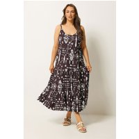 Yours Damen Yours – Gestuftes Maxikleid in Braun in Größe 46 | Viskose