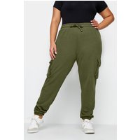 Yours Yours Damen Cargojogginghose in Khaki mit Knöchelbündchen in Größe 48 | Baumwolle/Polyester