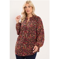 Yours Yours Damen Bluse in Orange mit Rüschen am Ausschnitt in Größe 48 | Polyester