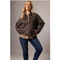 Yours Damen Yours – Bomberjacke in Schokobraun aus Wildlederimitat in Größe 42 | Polyester