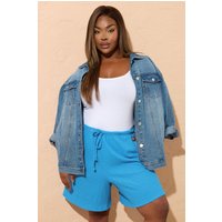 Yours Yours Damen Strukturierte Shorts in Blau in Größe 58-60 | Polyester/Elasthan