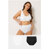 Yours Yours Plus Size Curve Leicht Formende Voll Bedeckende Slips in Schwarz und Weiß Ohne Nähte 2er Pack in Größe 54-56 | Elasthan/Polyamid
