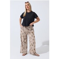 Limited Collection Limited Collection Damen Shellhose in Naturbraun mit Leopardenprint in Größe 54-56 | Viskose
