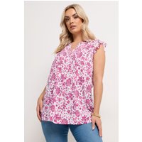 Yours Yours Damen Bluse in Rosa mit Paisleymuster und Biesen in Größe 58-60 | Viskose