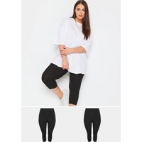 Yours Yours Damen Knöchellange Stretchleggings in Schwarz, 2er Set in Größe 60 | Baumwolle/Elasthan