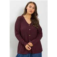 Yours Yours Damen Kreppoberteil in Lila mit Knöpfen Vorne in Größe 44 | Polyester/Elasthan