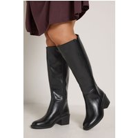 Yours Yours Damen Kniehohe Stiefel in Schwarz aus Lederimitat und in Extra Weiter Eeepassform in Größe 40EEE
