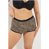 Yours Plus Size Curve Yourset 5er Pack Shorts in Naturbraun mit Hohem Bund und Tierprint in Größe 50-52 | Baumwolle/Elasthan