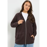 Yours Yours Damen Hoodie in Schokobraun mit Durchgehendem Reißverschluss in Größe 62-64 | Baumwolle/Polyester