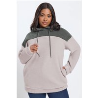 Yours Yours Damen Hoodie in Grau und Lila aus Teddyplüsch in Colourblockdesign in Größe 46 | Polyester