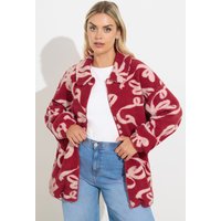 Yours Yours Damen Fleecejacke in Rot mit Schleifenprint in Größe 46 | Polyester