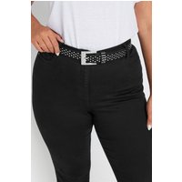 Yours Yours Damen Gürtel in Schwarz aus Wildlederimitat mit Strass in Größe 50-52 | Polyester/Polyurethan