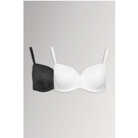 Yours Yours Fuller Bust Lingerie Geformte T-Shirt-BHs mit Bügel in Schwarz und Weiß im 2er Set in Größe 110D | Polyester/Elasthan/Polyamid