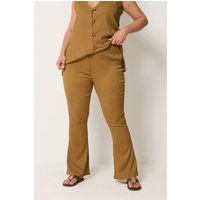 Yours Yours Damen Strukturierte Hose in Naturbraun mit Weitem Bein in Größe 50-52 | Polyester/Elasthan