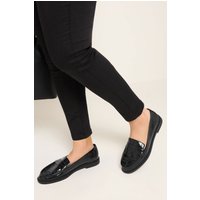 Yours Yours Damen Loafer in Schwarz aus Lederimitat mit Krokoprägung in Breiter E-Passform in Größe 42EEE | Synthetik