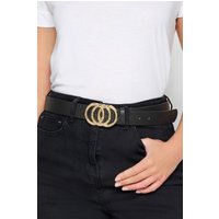 Yours Yours Damen Gürtel in Schwarz und Gold mit Dreifachringschnalle in Größe 42-44 | Polyurethan