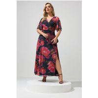 Yours London Yours London Damen Geblümtes Kleid in Schwarz und Rosa aus Netzstoff mit Abstraktem Muster in Größe 38 | Polyester/Elasthan