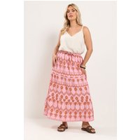 Yours Yours Damen Rock mit Palmenprint in Rosa in Größe 42 | Polyester